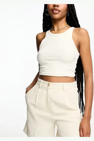 ASOS ASOS DESIGN Tall - dad-shorts med hør-Neutral