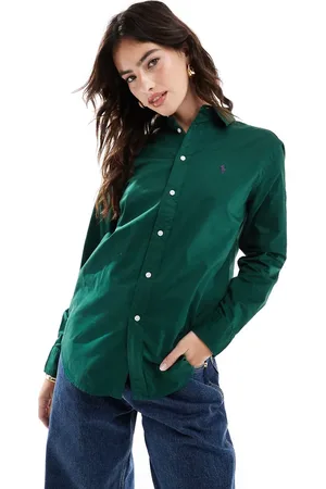 Ralph Lauren Mørkegrøn skjorte med afslappet pasform og logoikon