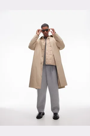 Topman Oversized og kakigrøn mac med udtageligt for-Neutral