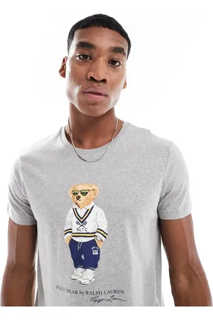 Ralph Lauren Heritage - Gråmeleret figursyet T-shirt med bjørneprint