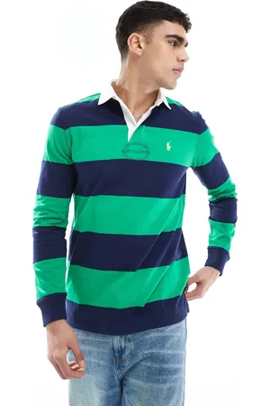 Ralph Lauren Marineblå/grøn rugby-polo med ikonlogo