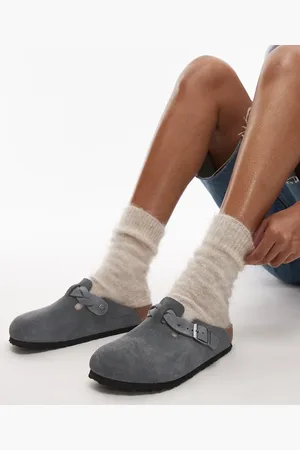 Birkenstock Boston - Grå clogs med fletdesign