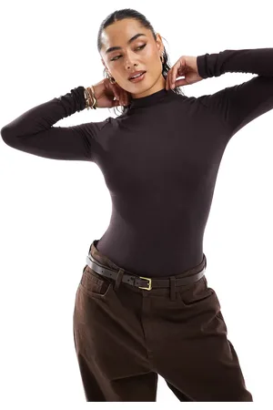 Miss Selfridge Chokoladebrun højhalset bodystocking