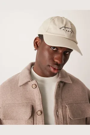 Abercrombie & Fitch Cremefarvet baseballcap i twill med logo i kontrast-Hvid