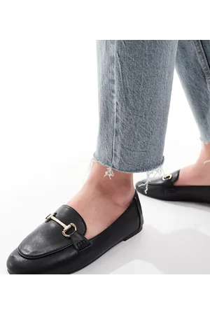 London Rebel London Rebel - Nori - Wide Fit - Sorte loafers med spændedetaljer
