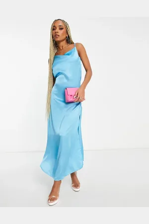 Ax Paris Slip-kjole i cyanblå satin