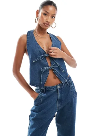 Aria Cove Denimvest i med bindedetalje - Del af sæt