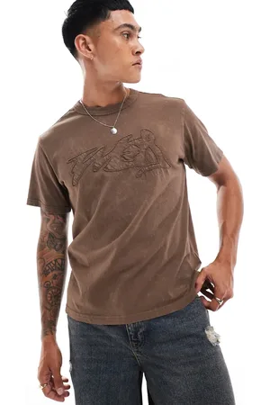 Weekday Toby - T-shirt i vask med firkantet pasform og applikeret grafik