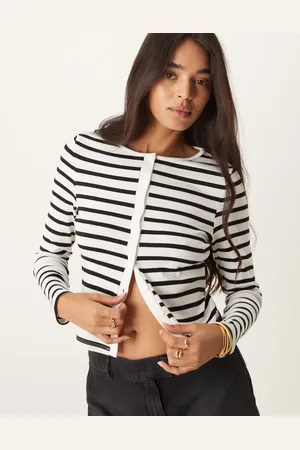 New Look Stribet cardigan med rund hals