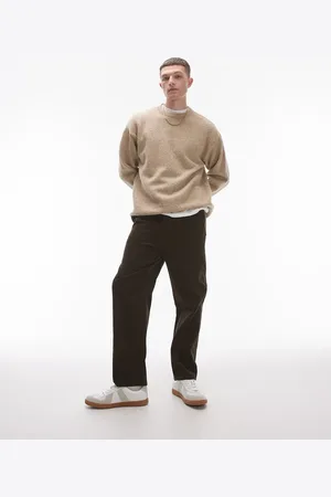 Topman Tapered bukser i brunt fløjl