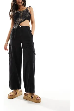 New Look Sorte cargobukser i denim-poplin