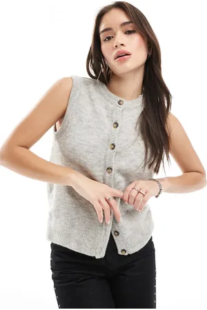 Stradivarius Grå og strikket cardigan-vest