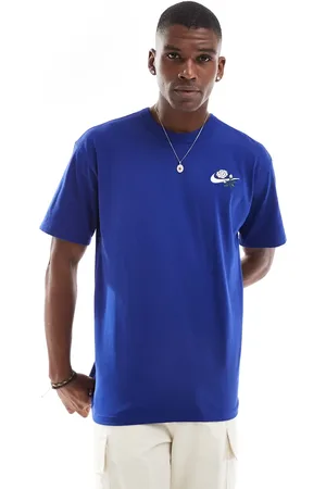 Nike Blå T-shirt med blomstret Swoosh-logo