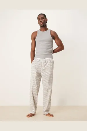 Calvin Klein Beige pyjamasbukser med monogramprint i bomuld-Grå