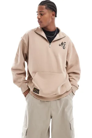 New Era Sweatshirt med kvart lynlås og logo-Neutral