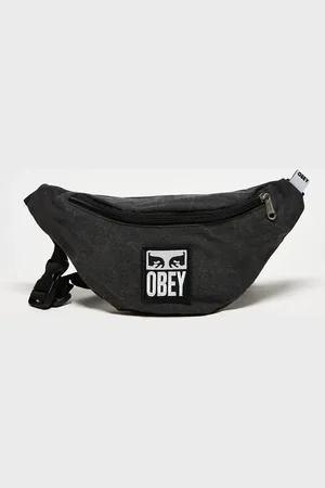 Obey Pigmenteret vasket sort bæltetaske med grafisk logo