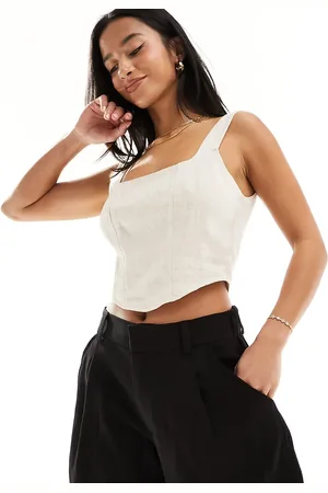 ASOS ASOS DESIGN Petite - Sorte dad-shorts med hør