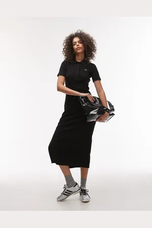Lacoste Ribstrikket polo-maxikjole