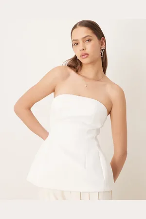 ASOS Premium - bandeautop i satin med peplumkant