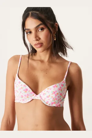 Kulani Kinis Flamingo - Lyserød bikinitop med blomstermønster og bøjle