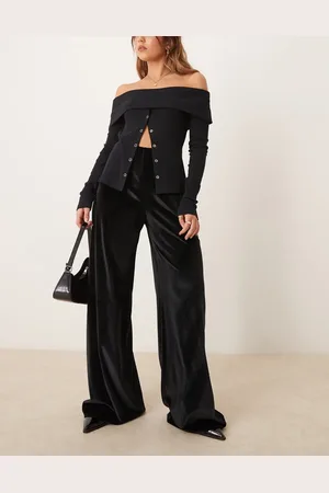Miss Selfridge Sorte bukser med vide ben i velour