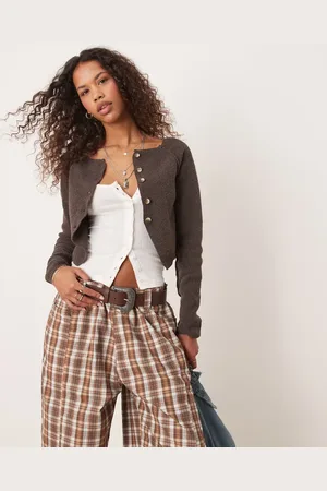 Free People Sydney - Krympet og chokoladebrun cardigan