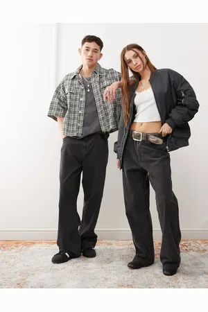 Weekday Astro - Unisex - Sorte fløjlsbukser med vidde