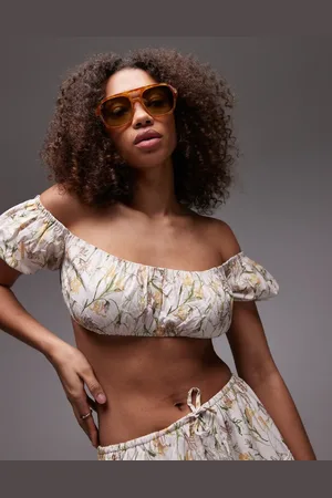 Emory Park Bandeau-croptop med rynker og blomstermønster - Del af sæt