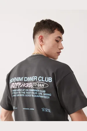 Dr Denim Trooper - T-shirt i afslappet pasform og mørk farve med "Happy Hour"-print på ryggen