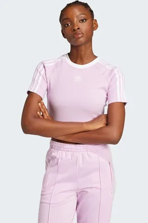 adidas Lillalyserød baby-t-shirt med 3 striber