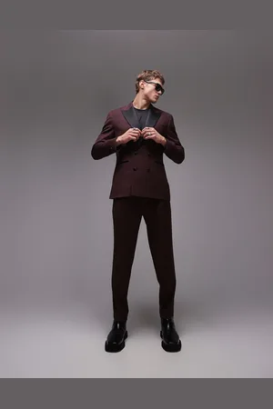 Topman Premium - Røde tapered habitbukser