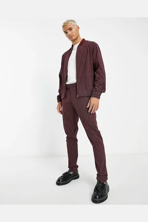 ASOS Elegante slim-bukser med nålestriber - Del af sæt-Rød