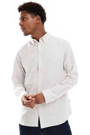 JJ Oxford-skjorte med beige striber-Neutral