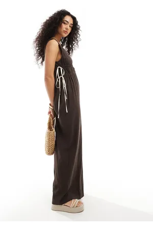 ASOS Brunt jumpsuit med løbesnor og vide ben