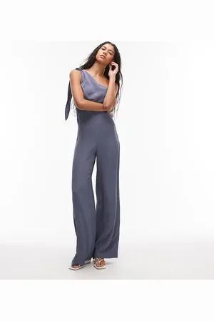MANGO Grå draperet oneshoulder-jumpsuit