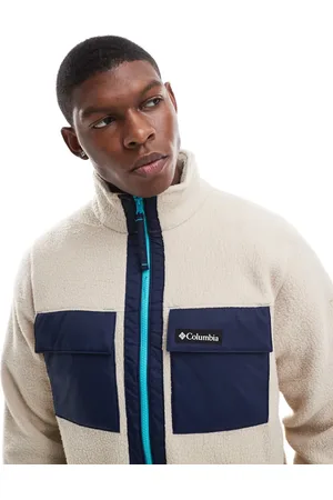 Columbia Beige fleece-trøje med gennemgående lynlås og farveblokke-Neutral