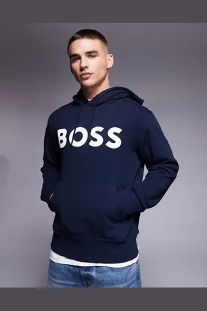 HUGO BOSS Webasic - afslappet hættetrøje med stort logo på brystet