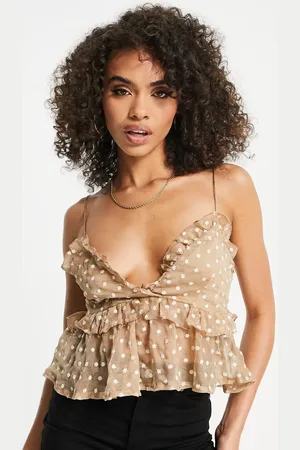 Parisian Bustier-croptop med broderet blomstermønster-Lyserød