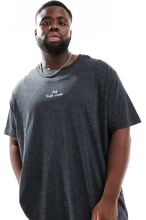 Ralph Lauren Big & Tall - Sortmeleret T-shirt med centralt tekstlogo og klassisk oversized pasform