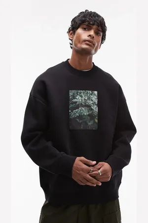 Topman Sweatshirt med oversized pasform og bladprint