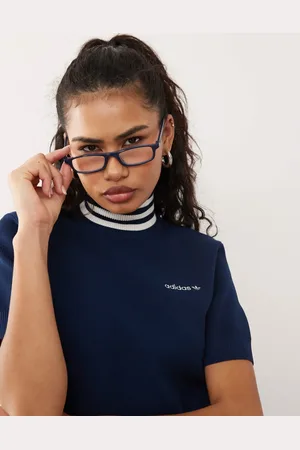 adidas Blå cropped trøje med rullekrave
