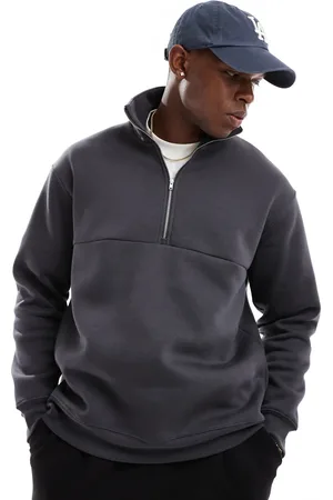 SELECTED Oversized sweatshirt med lynlås i halsen i koksgrå