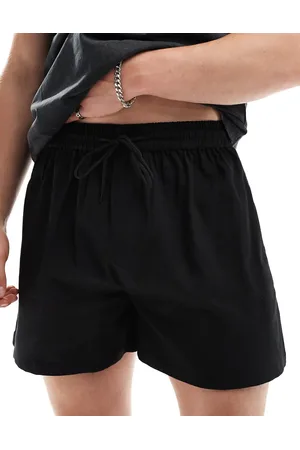 COLLUSION Sorte strandshorts i hør