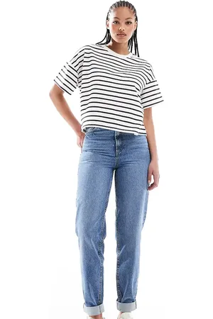 ASOS ASOS DESIGN Tall - Blå afslappede mom-jeans med høj talje