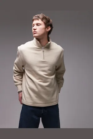 Topman Sweatshirt med 1/4 lynlås-Neutral