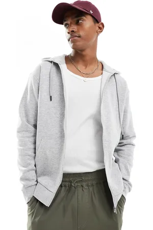 JACK & JONES Hættetrøje med lynlås i meleret lysegrå