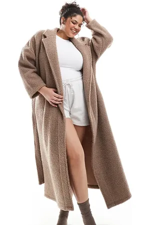 ASOS ASOS DESIGN Curve - Brun maxi-badekåbe i imiteret lammeskind
