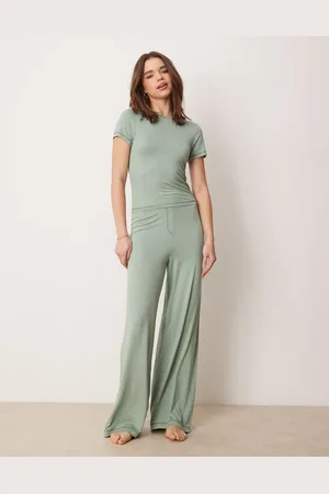 ASOS Mix og match - Grønne superbløde pyjamasbukser-Lyserød