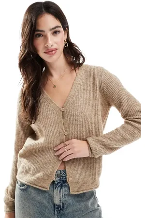 VERO MODA Meleret beige blød cardigan med knapper-Neutral