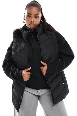 Yours Parka-vest med hætte i imiteret pels
